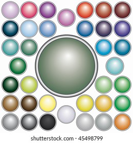 Set of 37 varicolored round buttons for web design - blend only