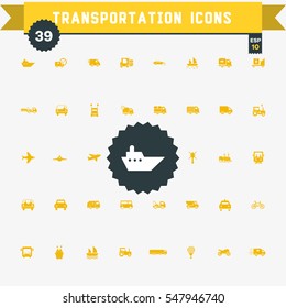 set of 39 transportation  icons