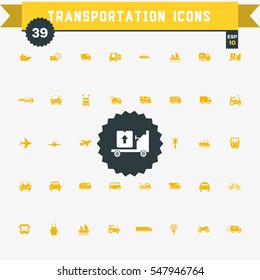 set of 39 transportation  icons