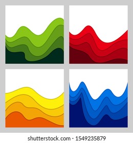 Set of 3D abstract background and paper cut shapes, vector illustration