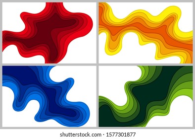 Set of 3D abstract background and paper cut shapes, vector illustration