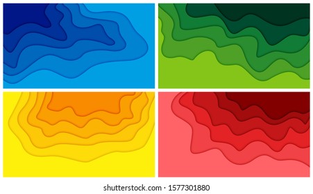 Set of 3D abstract background and paper cut shapes, vector illustration