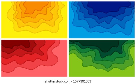 Set of 3D abstract background and paper cut shapes, vector illustration