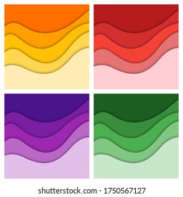 Set of 3D abstract background and paper cut shapes, vector illustration