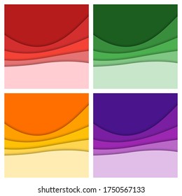 Set of 3D abstract background and paper cut shapes, vector illustration