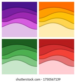 Conjunto de formas de corte de papel y fondo abstracto 3D, ilustración vectorial