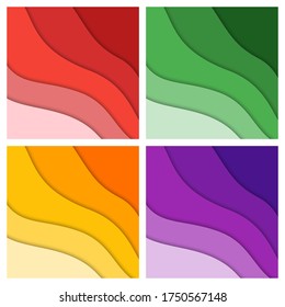 Set of 3D abstract background and paper cut shapes, vector illustration