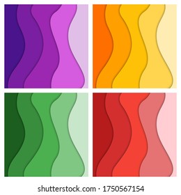 Set of 3D abstract background and paper cut shapes, vector illustration