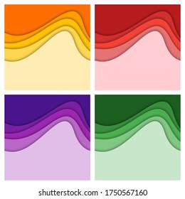 Set of 3D abstract background and paper cut shapes, vector illustration