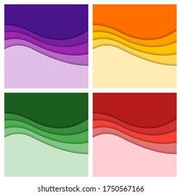 Conjunto de formas de corte de papel y fondo abstracto 3D, ilustración vectorial