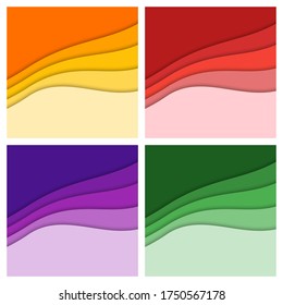 Set of 3D abstract background and paper cut shapes, vector illustration