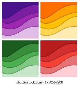 Set of 3D abstract background and paper cut shapes, vector illustration