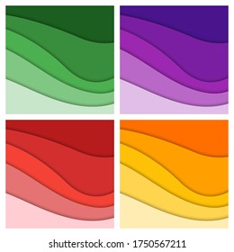 Set of 3D abstract background and paper cut shapes, vector illustration