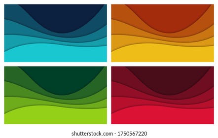 Set of 3D abstract background and paper cut shapes, vector illustration
