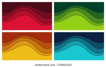 Set of 3D abstract background and paper cut shapes, vector illustration