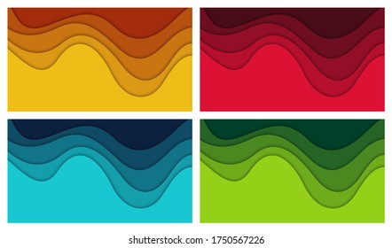 Set of 3D abstract background and paper cut shapes, vector illustration