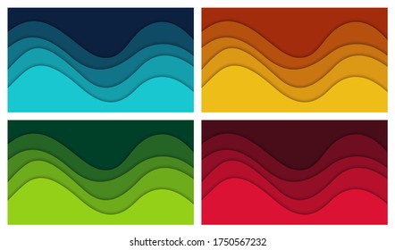 Set of 3D abstract background and paper cut shapes, vector illustration