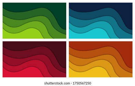 Set of 3D abstract background and paper cut shapes, vector illustration