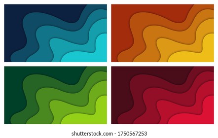 Set of 3D abstract background and paper cut shapes, vector illustration