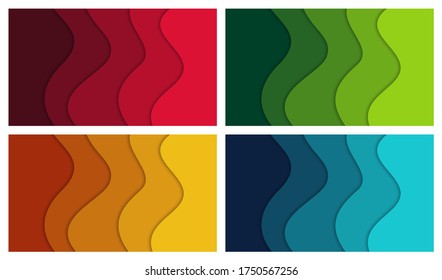 Set of 3D abstract background and paper cut shapes, vector illustration