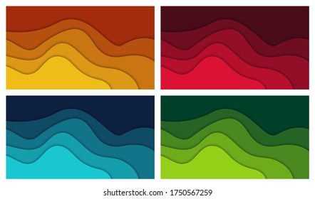 Set of 3D abstract background and paper cut shapes, vector illustration