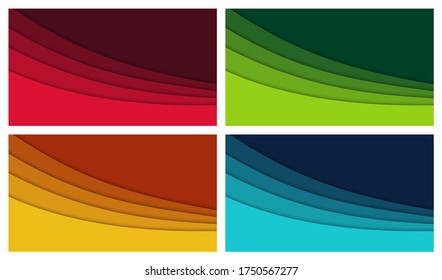 Set of 3D abstract background and paper cut shapes, vector illustration