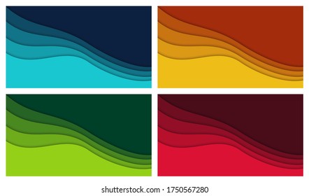 Set of 3D abstract background and paper cut shapes, vector illustration