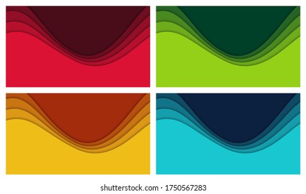 Conjunto de formas de corte de papel y fondo abstracto 3D, ilustración vectorial