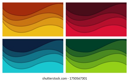 Set of 3D abstract background and paper cut shapes, vector illustration