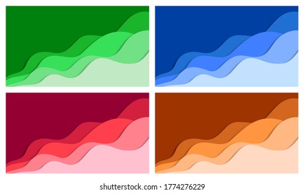 Set of 3D abstract background and paper cut shapes, vector illustration