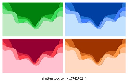 Set of 3D abstract background and paper cut shapes, vector illustration