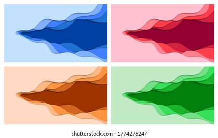 Set of 3D abstract background and paper cut shapes, vector illustration