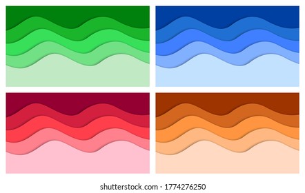 Set of 3D abstract background and paper cut shapes, vector illustration