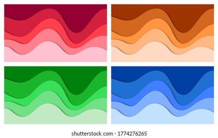 Set of 3D abstract background and paper cut shapes, vector illustration