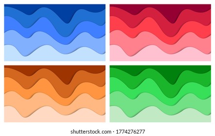 Set of 3D abstract background and paper cut shapes, vector illustration