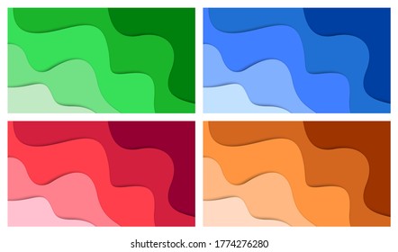 Set of 3D abstract background and paper cut shapes, vector illustration