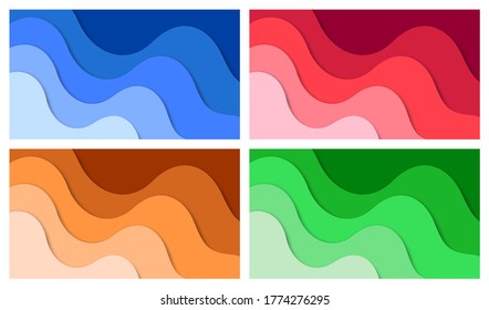 Set of 3D abstract background and paper cut shapes, vector illustration