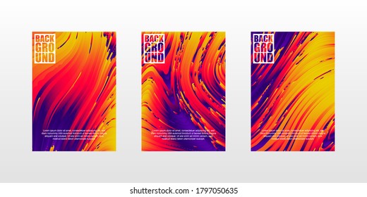 Set of 3d abstract colorful line waves textured background template design can be used for poster, flyer, cover, wallpaper and many more. Vector