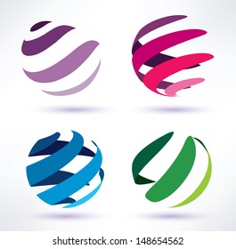  Set Of 3d  Abstract Globe Icons