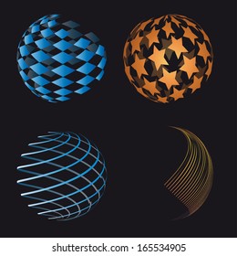 Set of 3D abstract logo colored balls