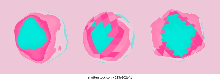 Set of 3D abstract vector low-poly elements: sphere and icosahedron. 