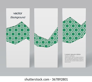 Set of 3d Abstract vertical banners template with Islamic geometric pattern