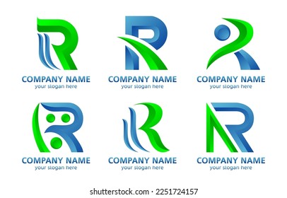 Logotipo de conjunto de alfabetos 3D