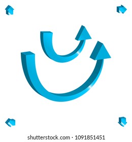 Set of 3d Arrow Vector Icons. Blue Glossy Direction Symbol or Communication Sign Isolated on White Background