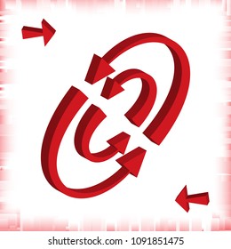 Set of 3d Arrow Vector Icons. Red Direction Symbol or Communication Sign Isolated on White Background