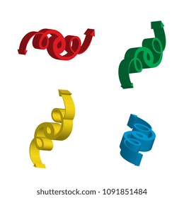 Set of 3d Arrow Vector Icons. Colorful Direction Symbols or Communication Signs Isolated on White Background