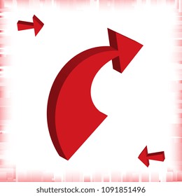 Set of 3d Arrow Vector Icons. Red Direction Symbol or Communication Sign Isolated on White Background