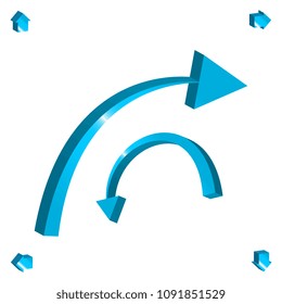 Set of 3d Arrow Vector Icons. Blue Glossy Direction Symbol or Communication Sign Isolated on White Background