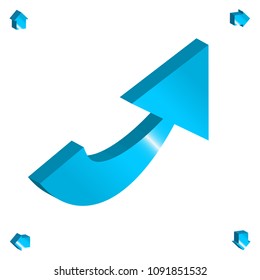 Set of 3d Arrow Vector Icons. Blue Glossy Direction Symbol or Communication Sign Isolated on White Background