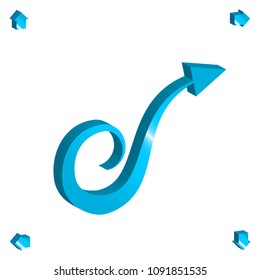 Set of 3d Arrow Vector Icons. Blue Glossy Direction Symbol or Communication Sign Isolated on White Background